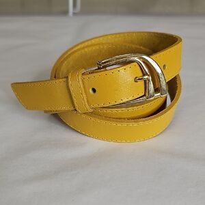 Vintage Omega Skinny Yellow Belt with Gold Buckle‎ Medium